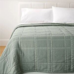 NWT Full/Queen Waffle Matelasse Quilt Light Teal Green - Studio McGee